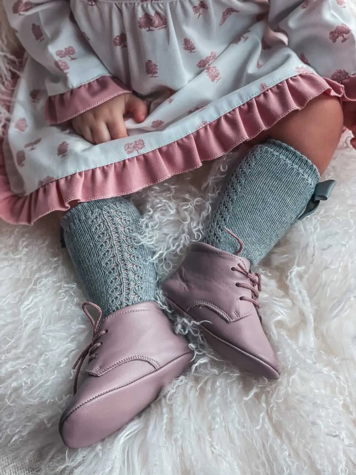 Gabriella- Pink Leather Baby Booties - Amati Steps