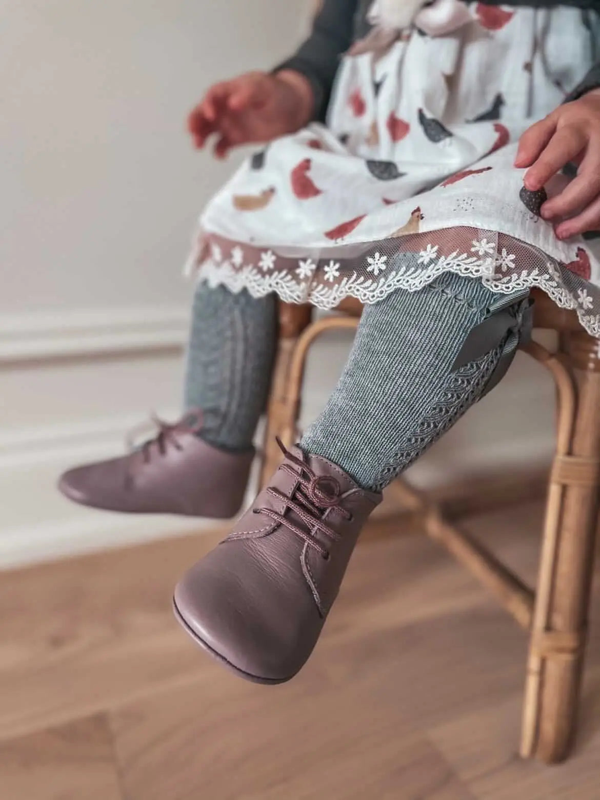 Gabriella- Pink Leather Baby Booties - Amati Steps