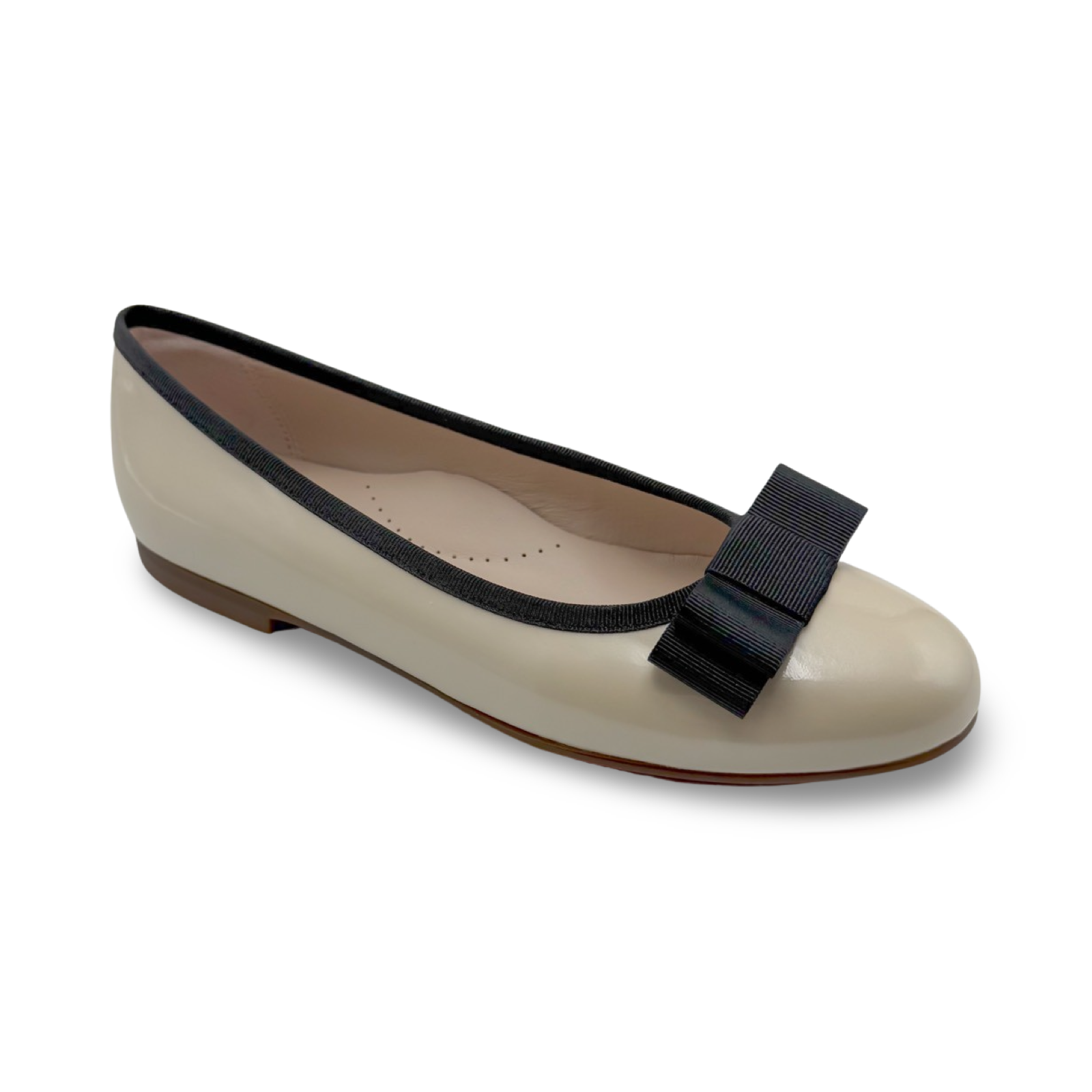 Emma- Women's Ivory Patent Leather Ballerina Flat Shoes - Amati Steps