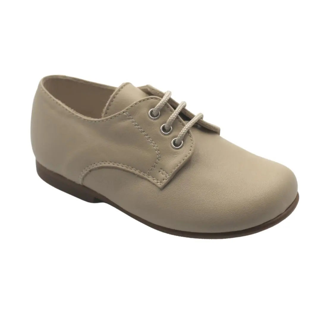 Jacob- Beige Leather Boy Oxford Shoes - Amati Steps