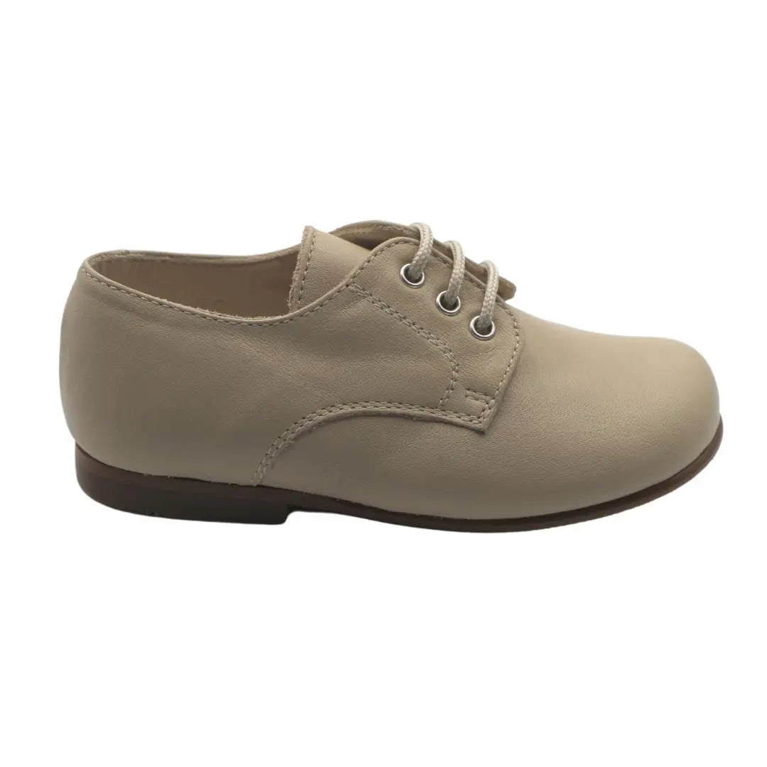 Jacob- Beige Leather Boy Oxford Shoes - Amati Steps