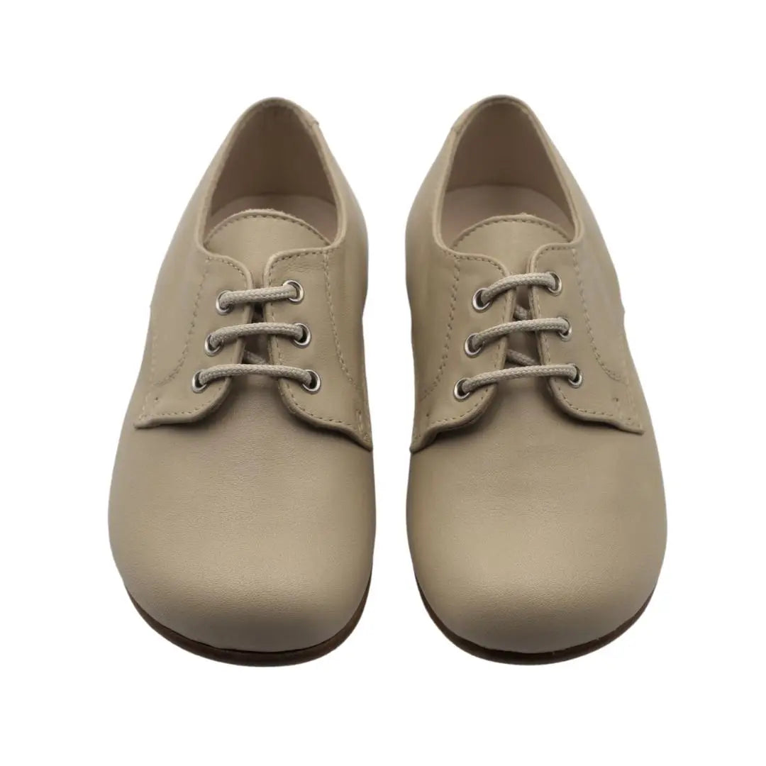 Jacob- Beige Leather Boy Oxford Shoes - Amati Steps