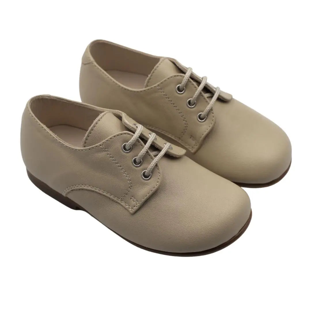 Jacob- Beige Leather Boy Oxford Shoes - Amati Steps