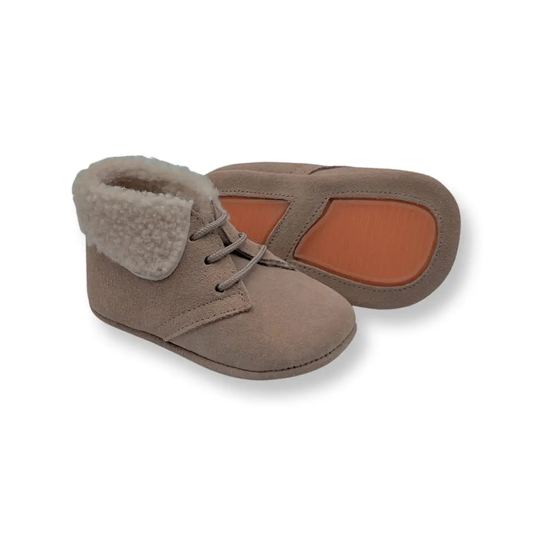 Jamie- Beige Suede Baby Boots - Amati Steps