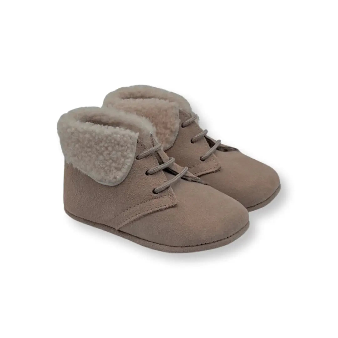 Jamie- Beige Suede Baby Boots - Amati Steps