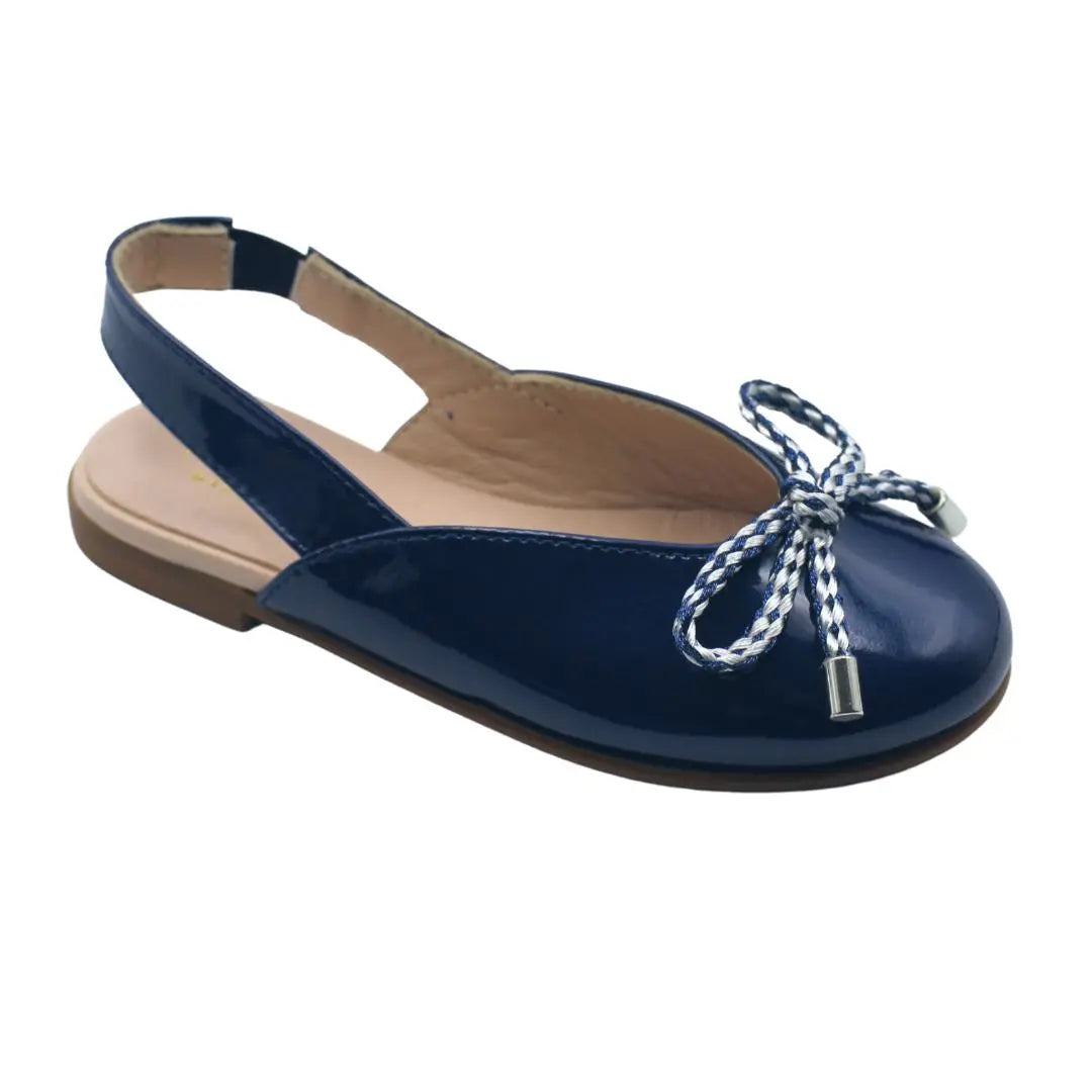 Karina- Navy Patent Leather Slingback Shoes - Amati Steps