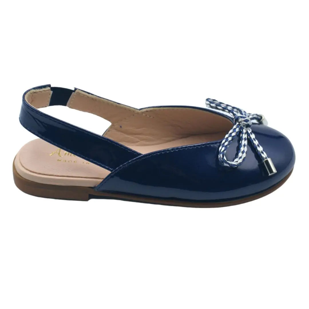 Karina- Navy Patent Leather Slingback Shoes - Amati Steps