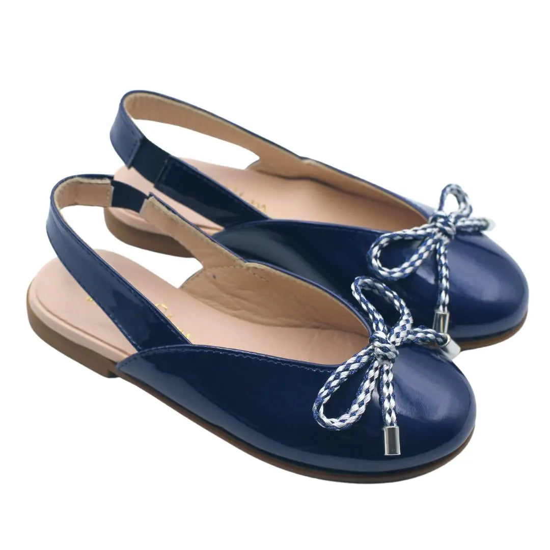 Karina- Navy Patent Leather Slingback Shoes - Amati Steps