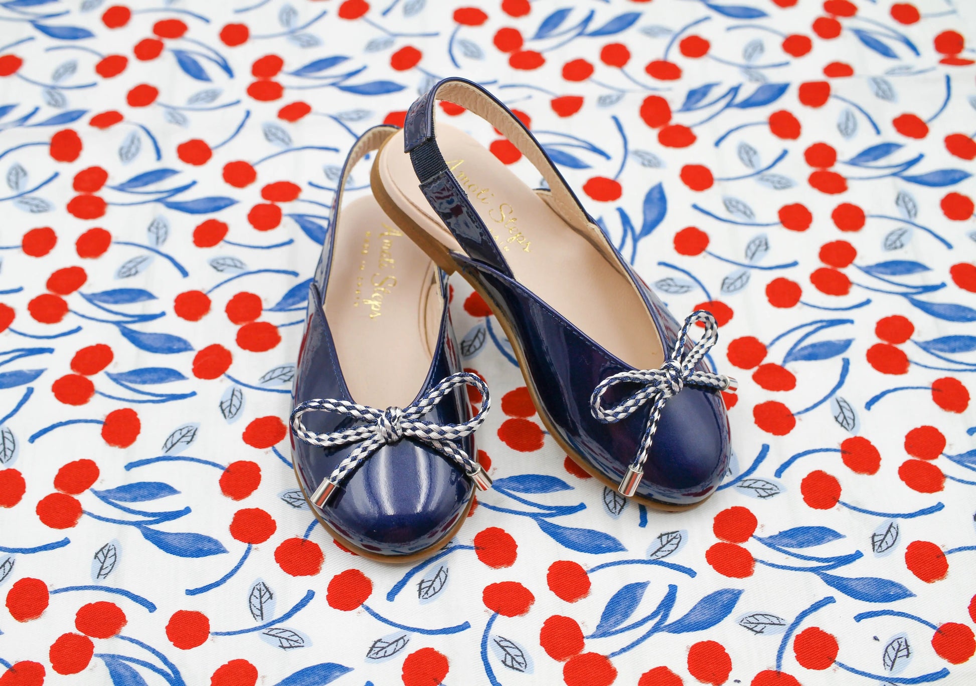 Karina- Navy Patent Leather Slingback Shoes - Amati Steps