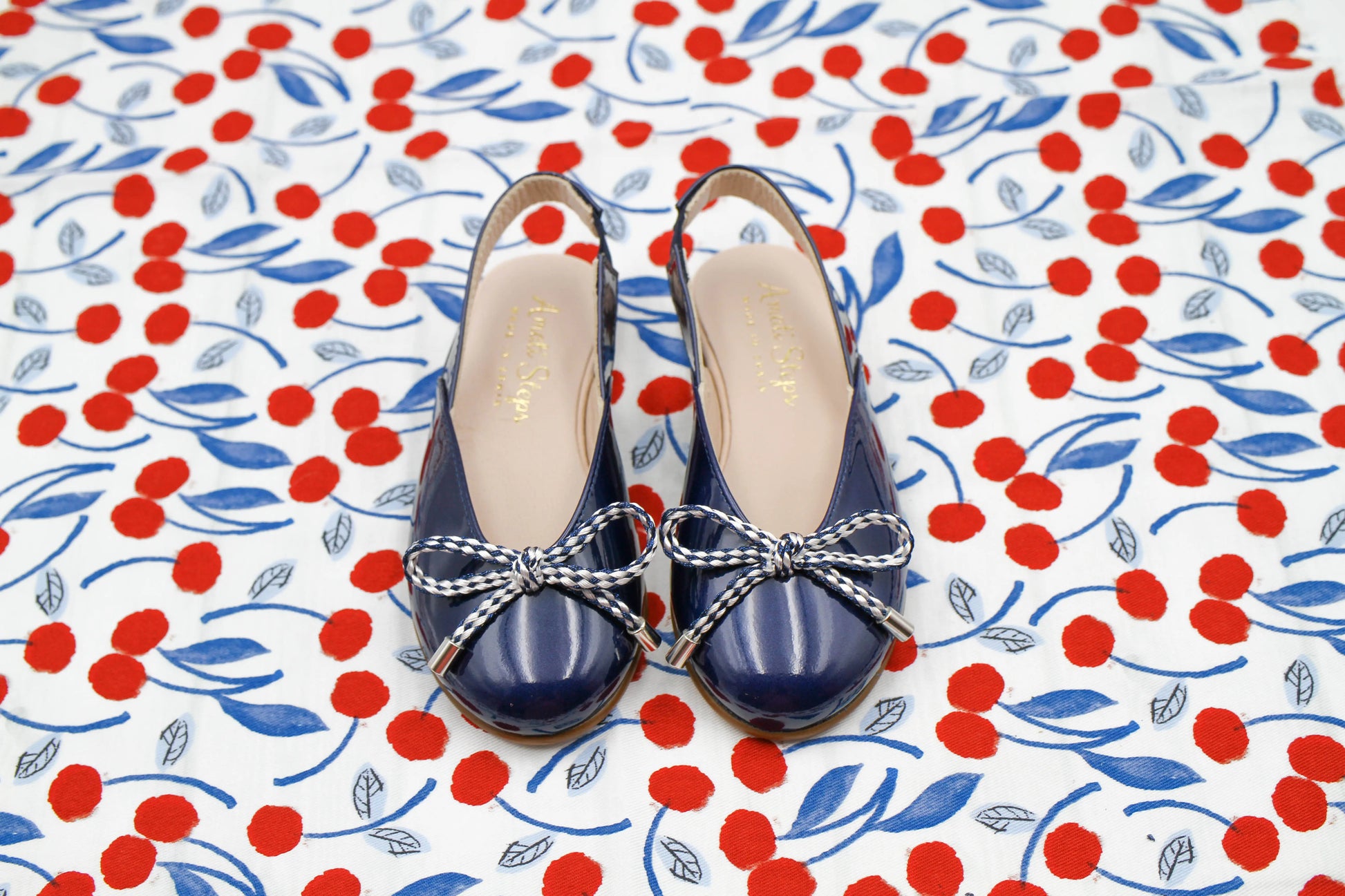 Karina- Navy Patent Leather Slingback Shoes - Amati Steps