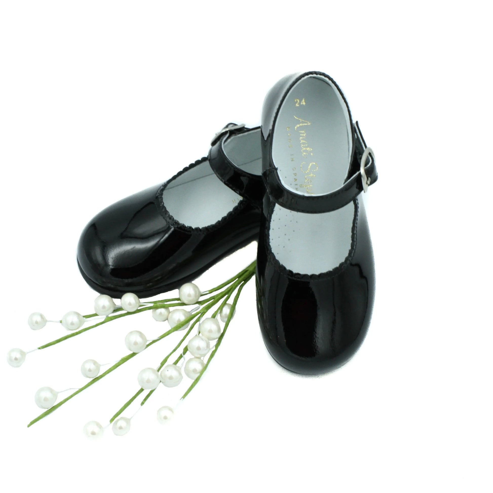 Layla- Black Patent Leather Mary Jane Shoes - Amati Steps