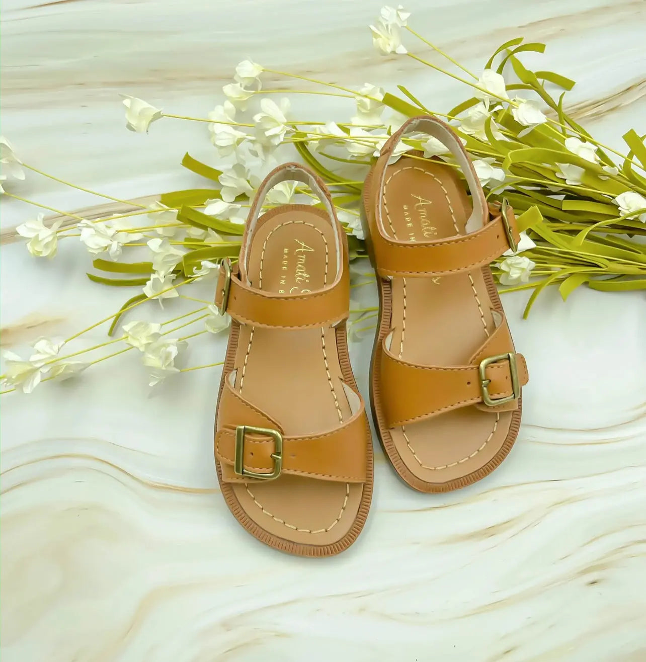 Leo- Tan Leather Sandals - Amati Steps