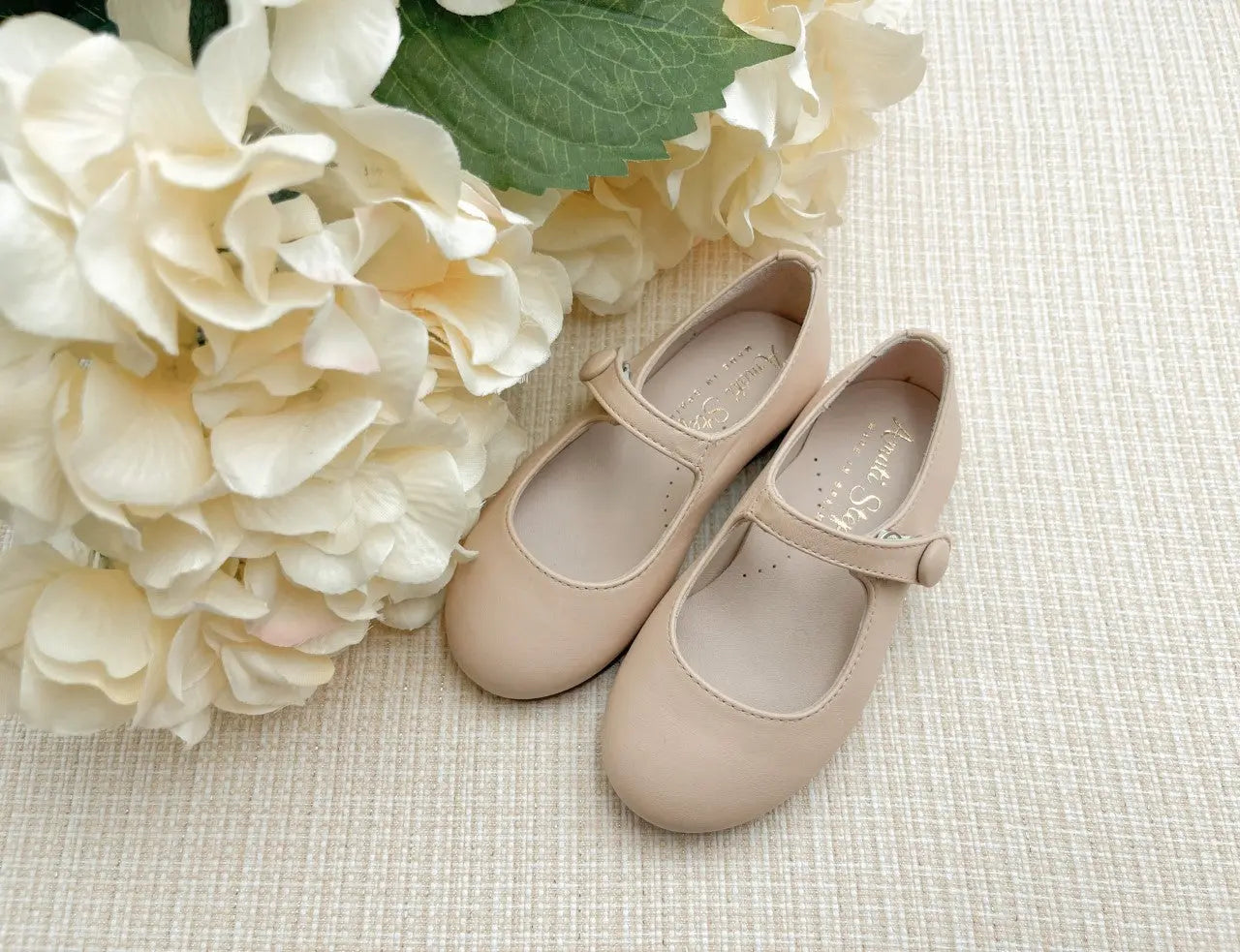 London- Beige Leather Mary Jane Shoes - Amati Steps