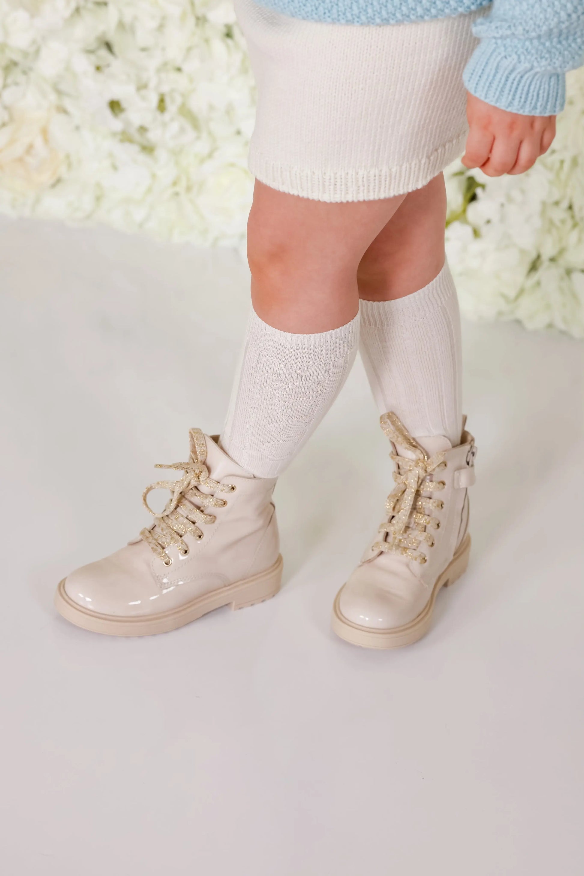 Luna- Light Beige Patent Leather Boots - Amati Steps