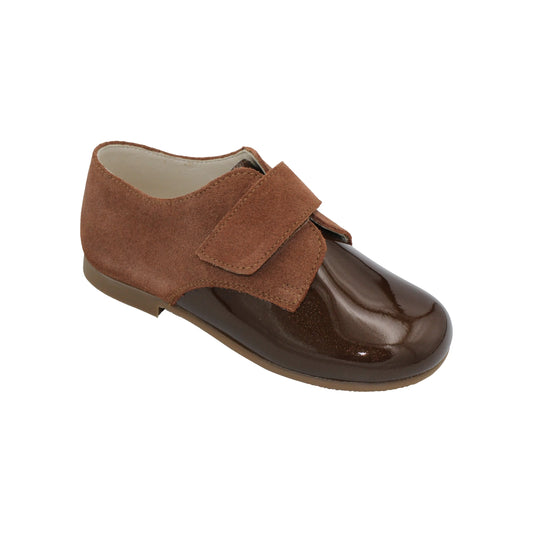 Mateo- Brown Suede/Patent Leather Boy Dress Shoes - Amati Steps