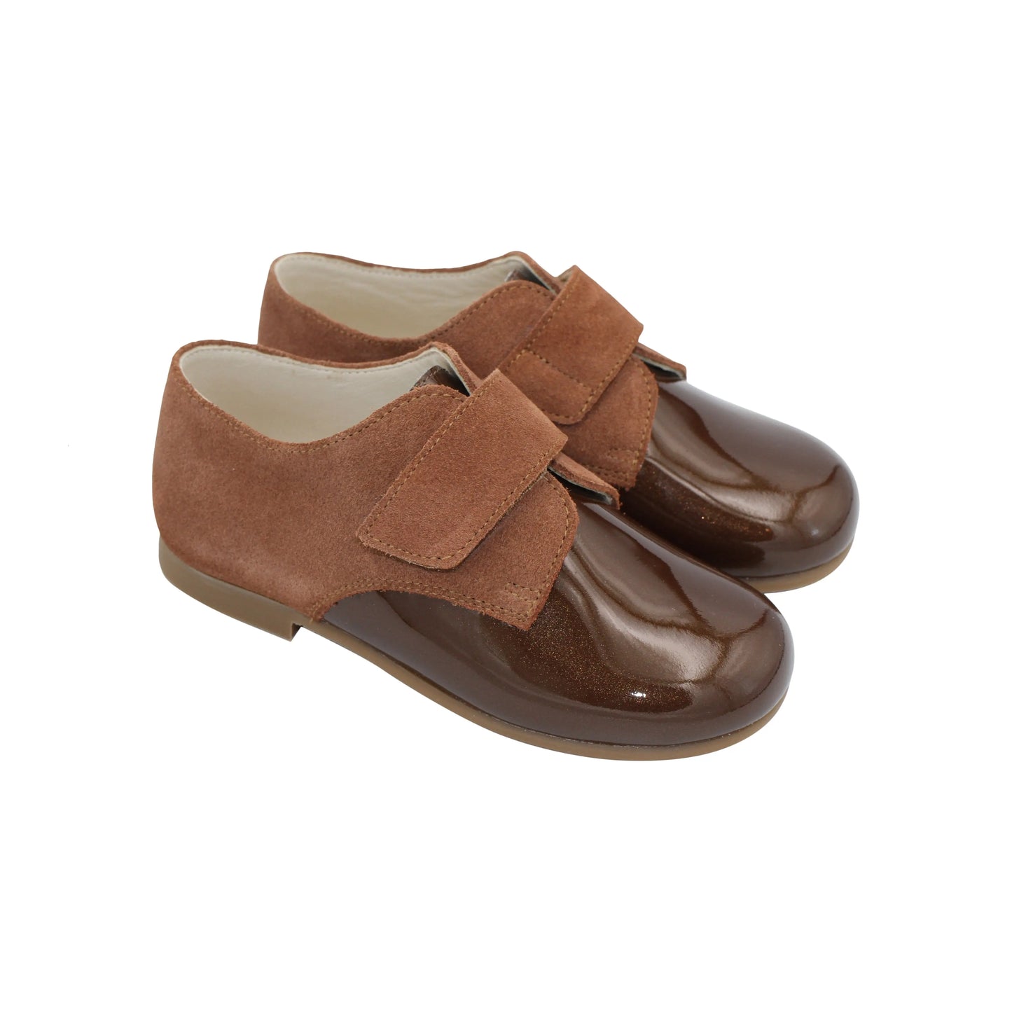 Mateo- Brown Suede/Patent Leather Boy Dress Shoes - Amati Steps