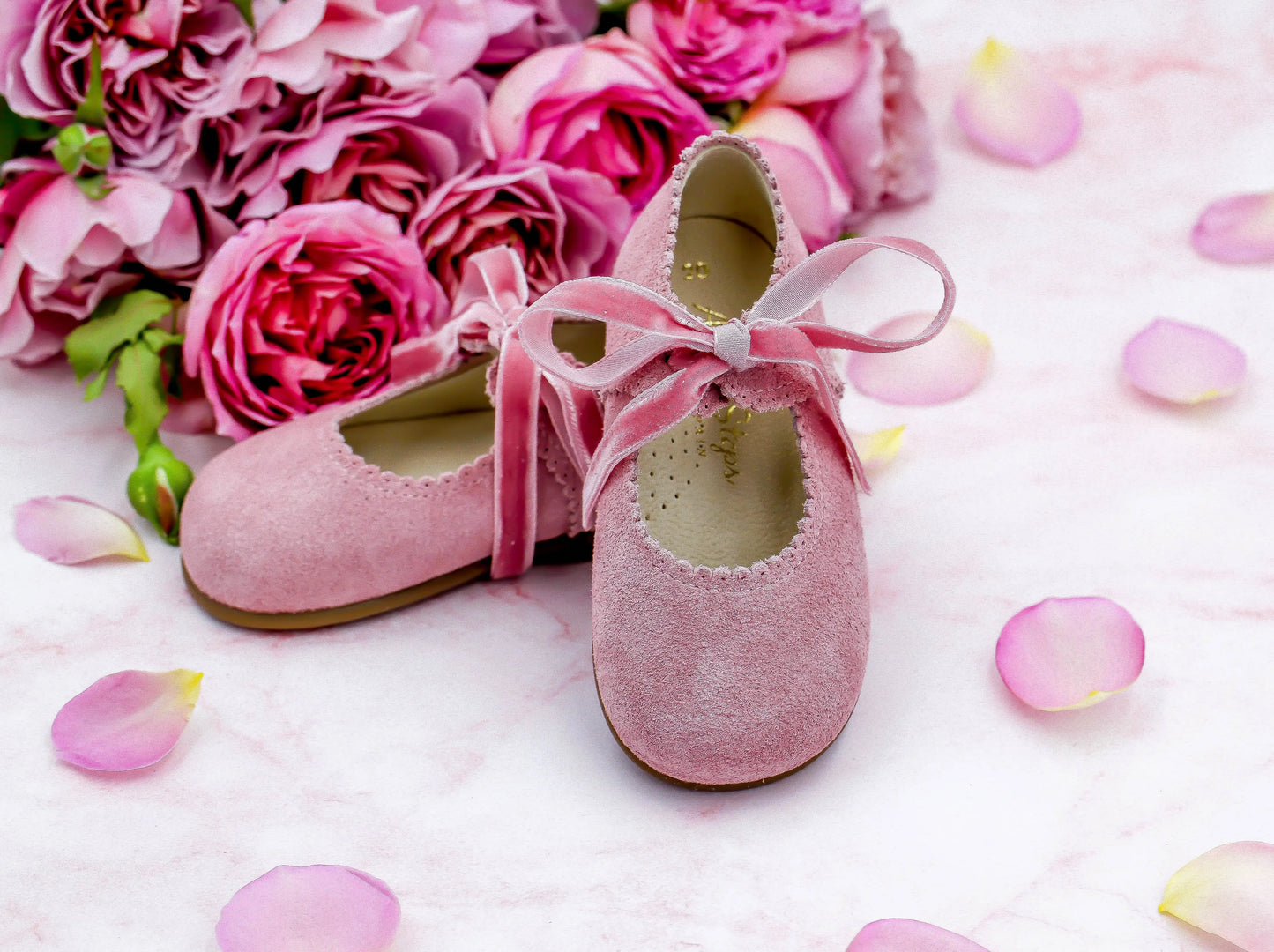 Rosa- Pink Suede Mary Jane Shoes - Amati Steps