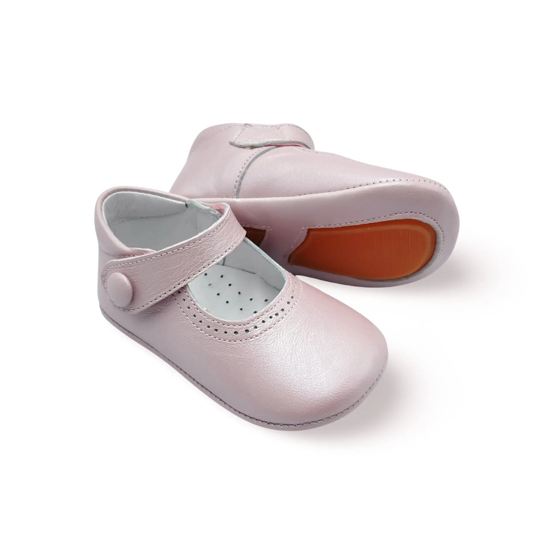 Rosie- Light Pink Leather Baby Mary Jane Shoes - Amati Steps