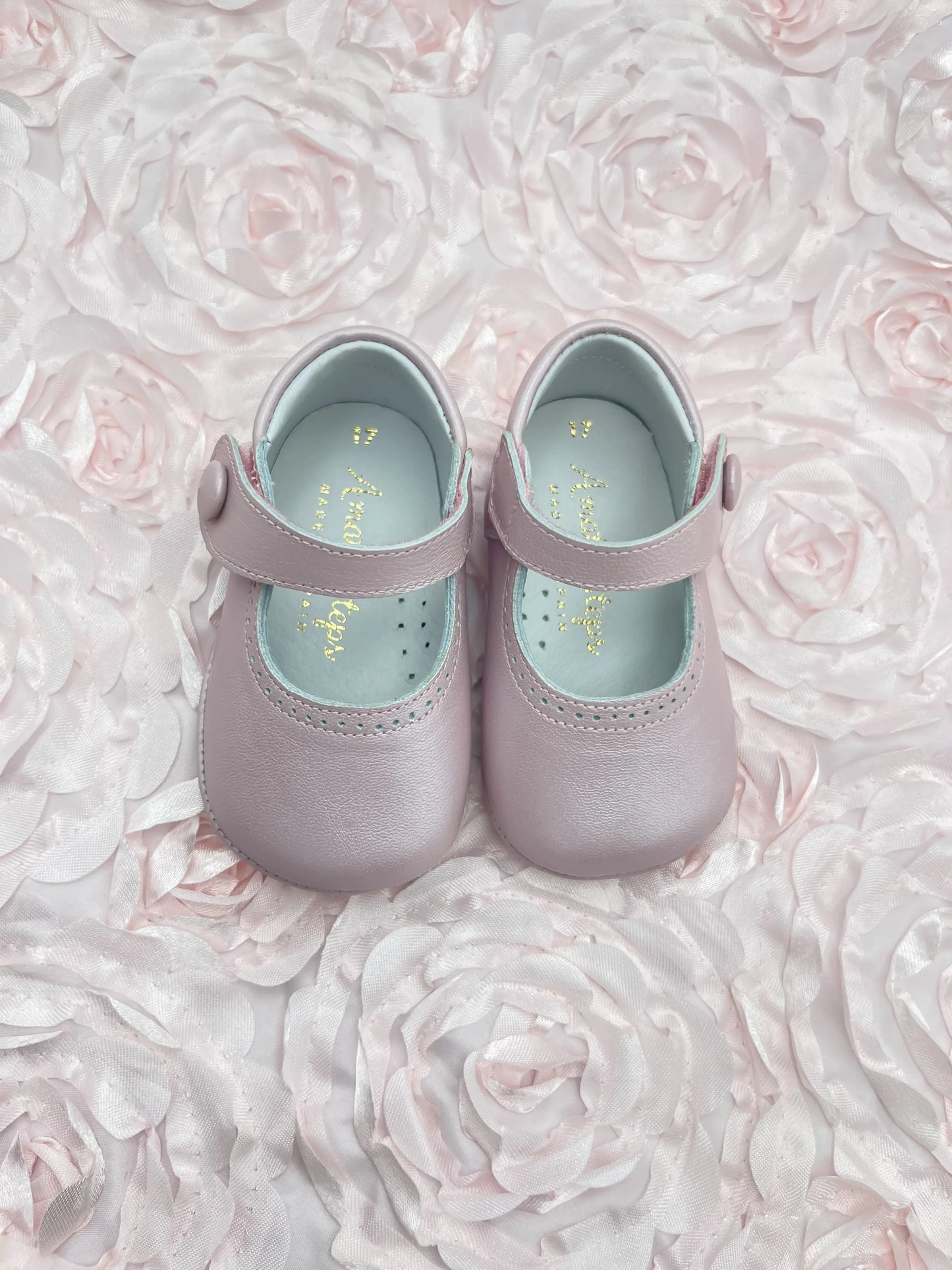 Rosie- Light Pink Leather Baby Mary Jane Shoes - Amati Steps